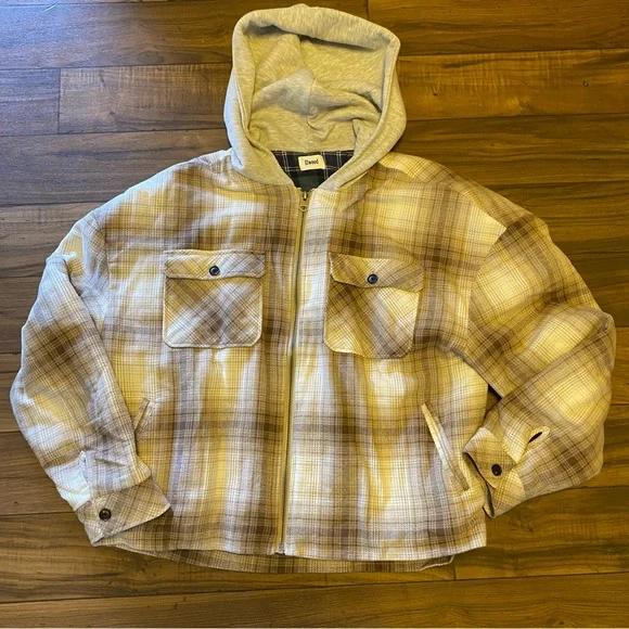 Elwood FLANNEL SHACKET In BROWN SHADOW PLAID Boxy Cropped Fit Sz XXL Men’s - Picture 5 of 9